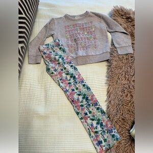 Jcrew Crewcuts Pink and Green Floral Kids Leggings Set